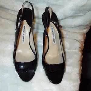 Manolo Blahnik Black Strap Heels Size 39 US 8